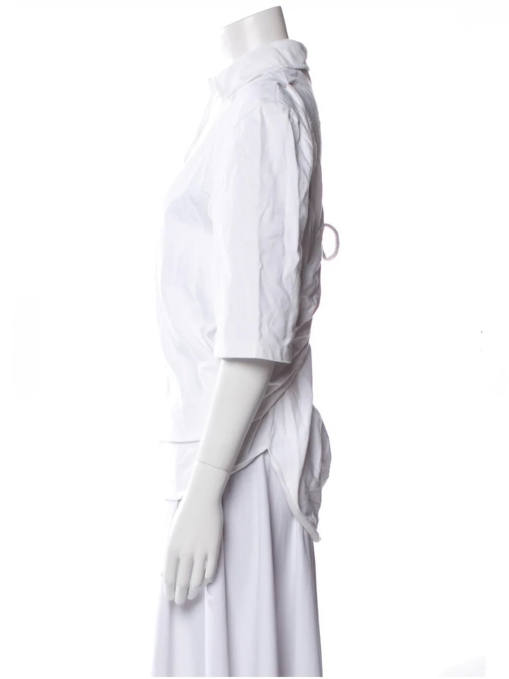 Pushbutton White Structural Drape-Back Button-Up Top - Picture 2 of 16